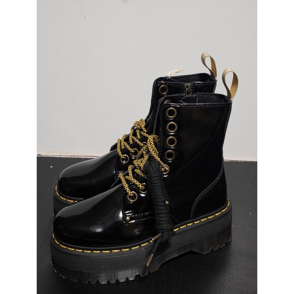 Dr. Martens Black Combat Boots with Gold Accents - Picture 16 of 16